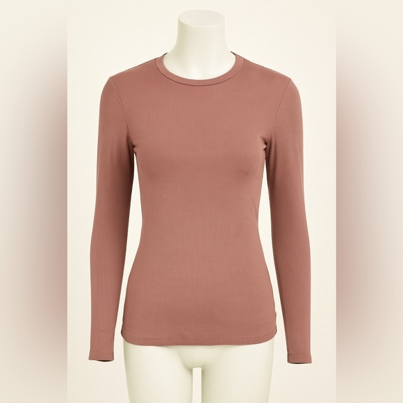 Long Sleeve Shirts Crew Stretch Fitted Ribbed Tops Basic Base Layer Thermal Tee - Picture 1 of 4